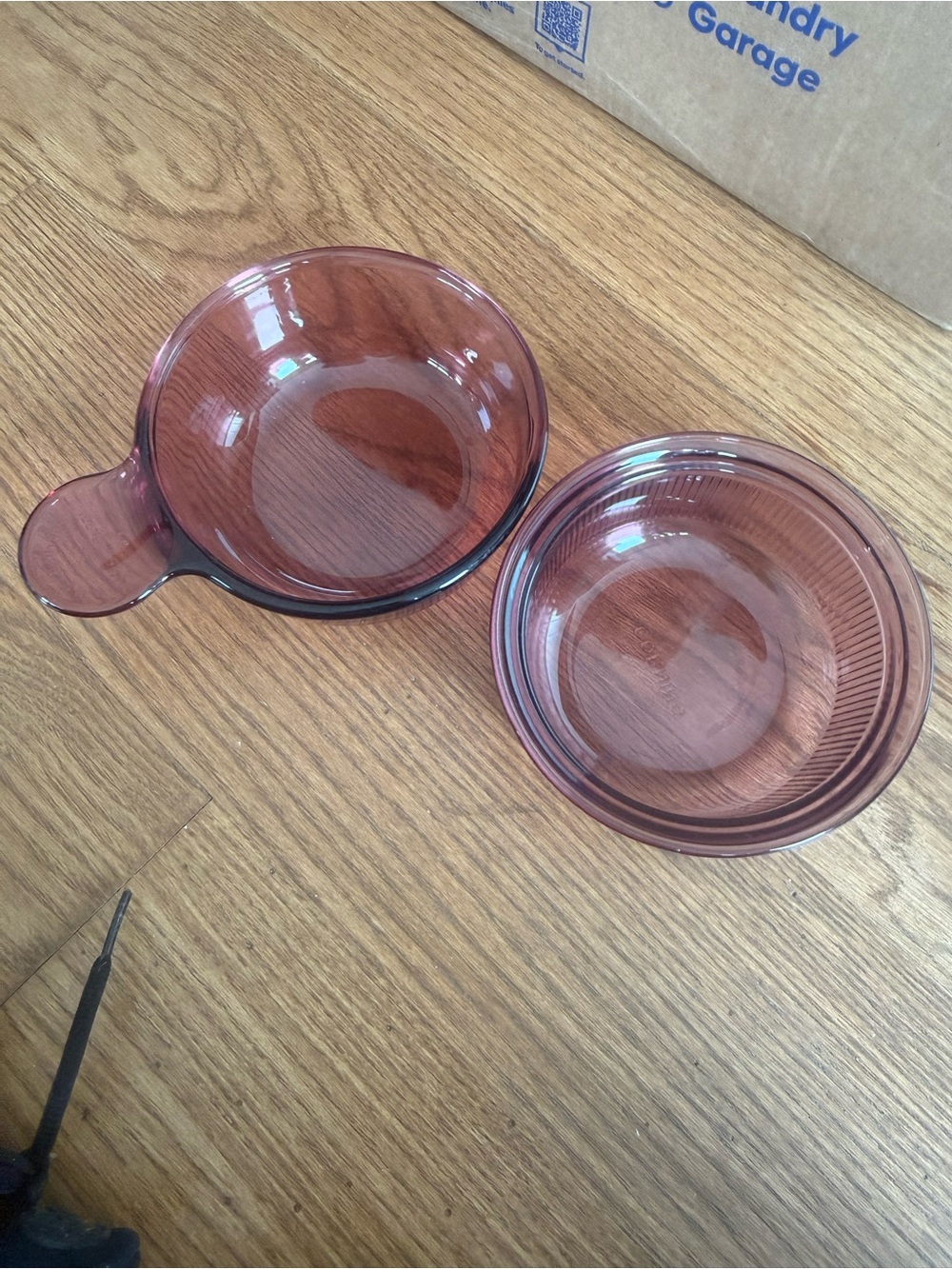 Set of 2 vintage purple Corningware bowls